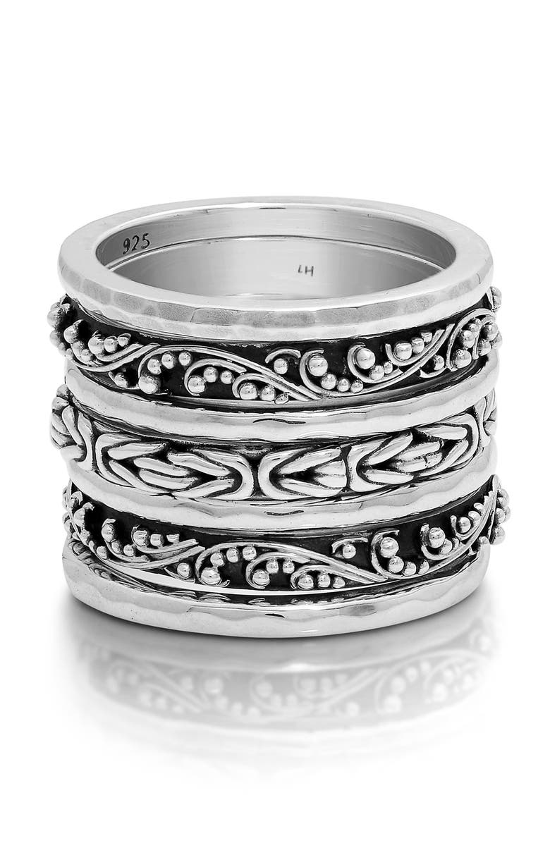 Lois Hill Hammered Scroll Set of 7 Stacking Rings, Alternate, color,