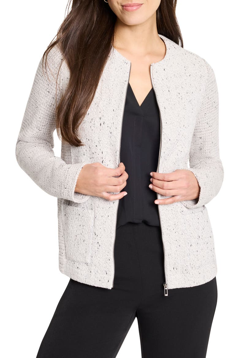 Knit & Woven Zip Front Jacket, Main, color, SUGAR COOKIE