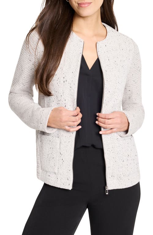Nic + Zoe Nic+zoe Knit & Woven Zip Front Jacket In White