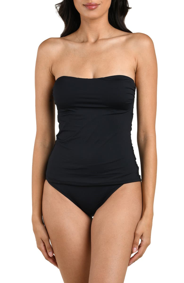 La Blanca Island Goddess Bandeau Tankini, Alternate, color, Black