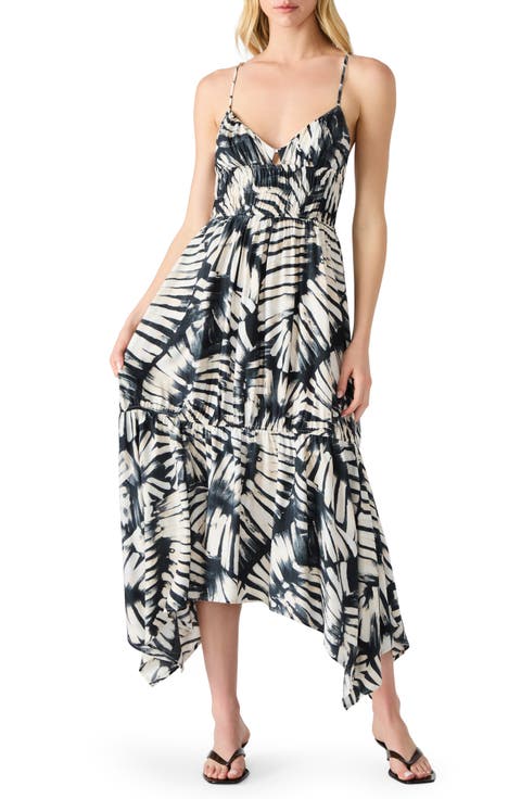 Jackie Printed Asymmetric Midi Dress