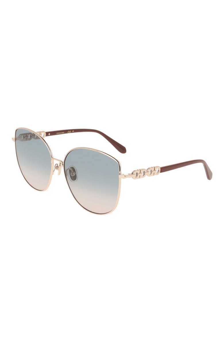 60mm Gradient Round Sunglasses, Alternate, color, ROSE GOLD/ AVIO ROSE GRADIENT