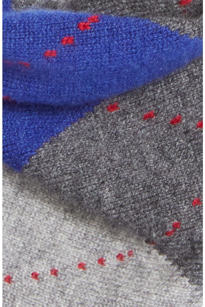 Clan Plaid Cashmere Triangle Scarf, Alternate, color, JU1614 MID GREY