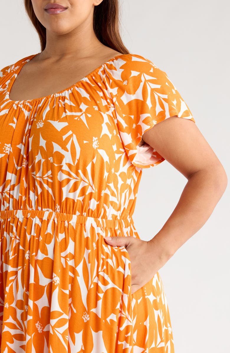 Universal Standard Liquid Jersey Maxi Dress, Alternate, color, Petal Print In Arancia