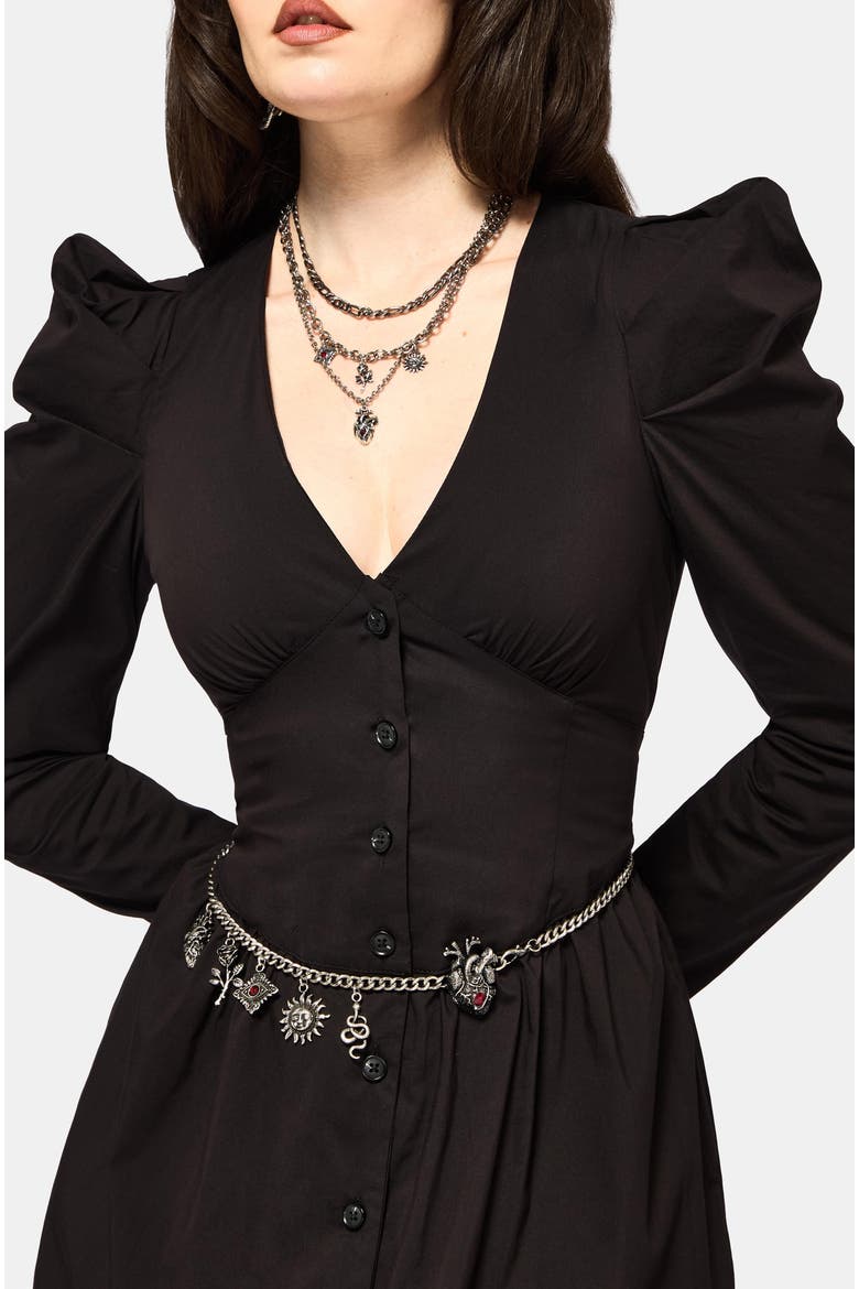 Morag Button Up Cotton Midi Dress, Alternate, color, Black