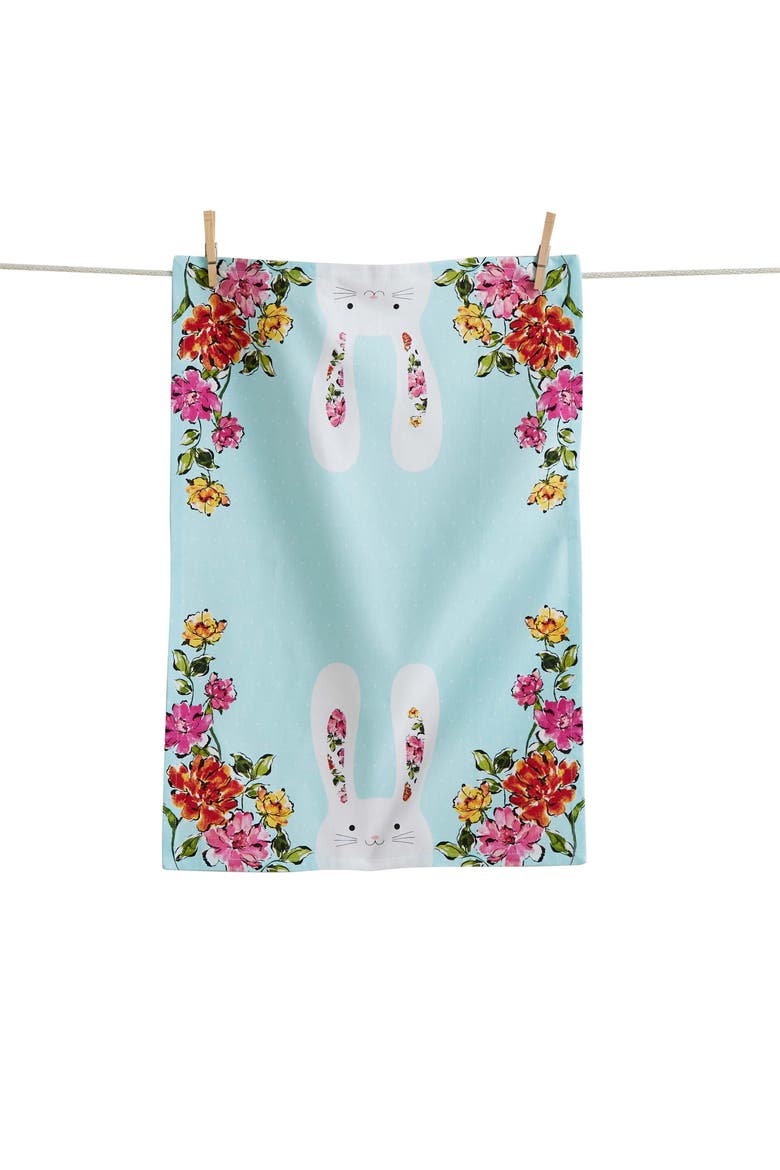 In Bloom Bunny Dishtowel Multi Cotton Spring, Main, color, Blue