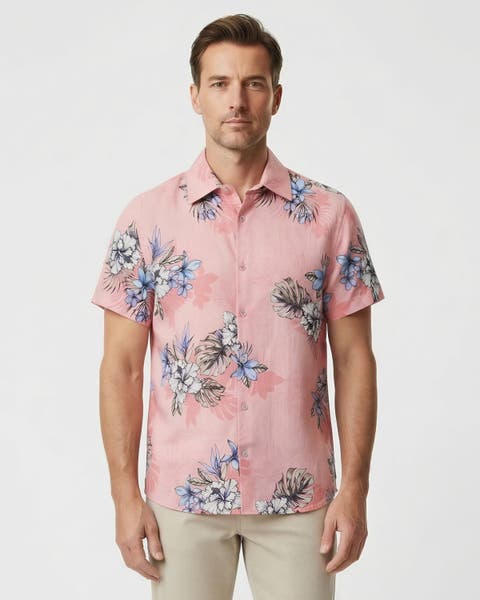 Exotic Floral Mens Linen Printed Shirt