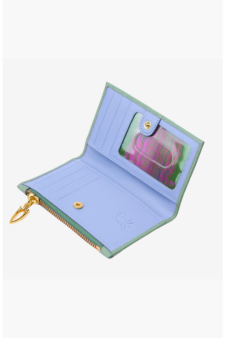 Ascot Slim Card Case with Zip Coin Pocket, Alternate, color, Sage