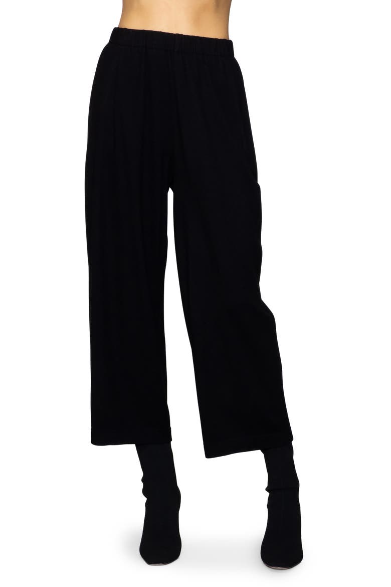 Brushed Crop Pants, Main, color, BLACK