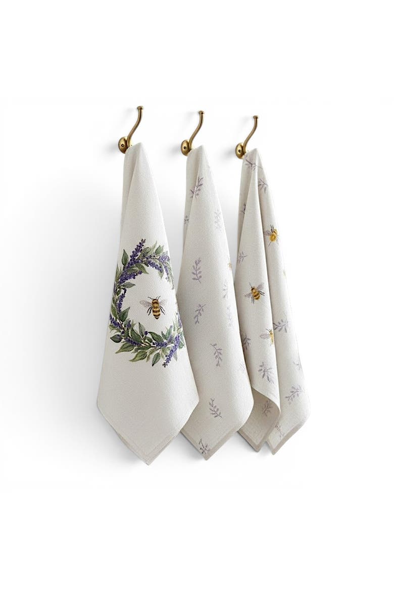 Linen Kitchen Towel Set, Main, color, Lavender