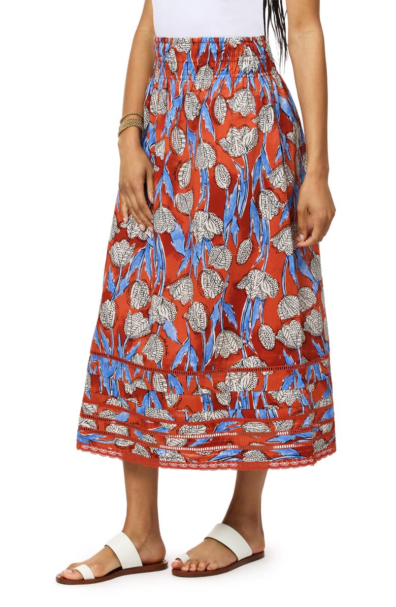 Scotch & Soda Floral Cotton Midi Skirt, Alternate, color, Floral Block
