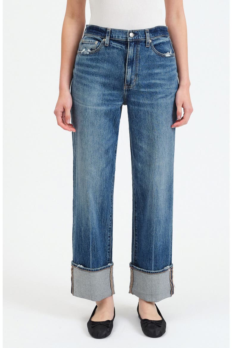 Eastside High Waist Cuff Crop Straight Leg Jeans, Main, color, RUSH HOUR
