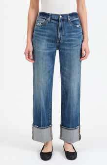DAZE Eastside High Waist Cuff Crop Straight Leg Jeans