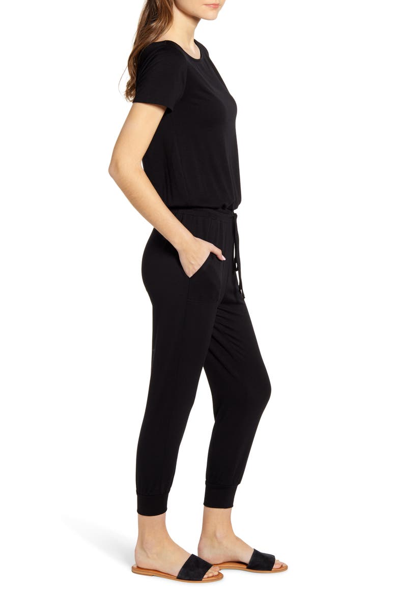 Gibson x International Women's Day Nasreen Off the Shoulder Knit Jumpsuit, Alternate, color, BLACK