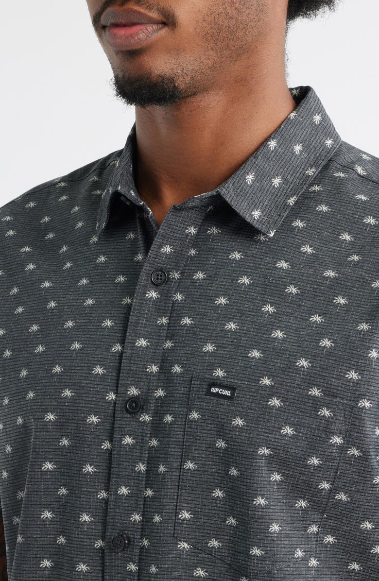 Rip Curl Fun Times Tech Short Sleeve Performance Button-Up Shirt, Alternate, color, Black