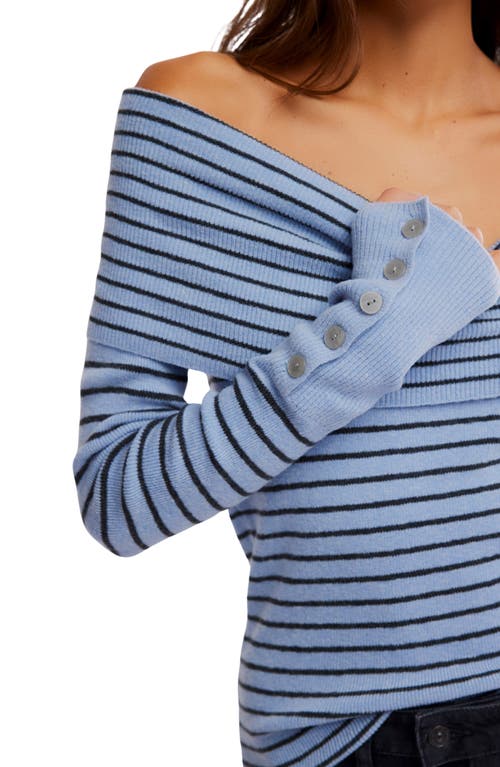Free People Evergreen Off The Shoulder Sweater In Blue