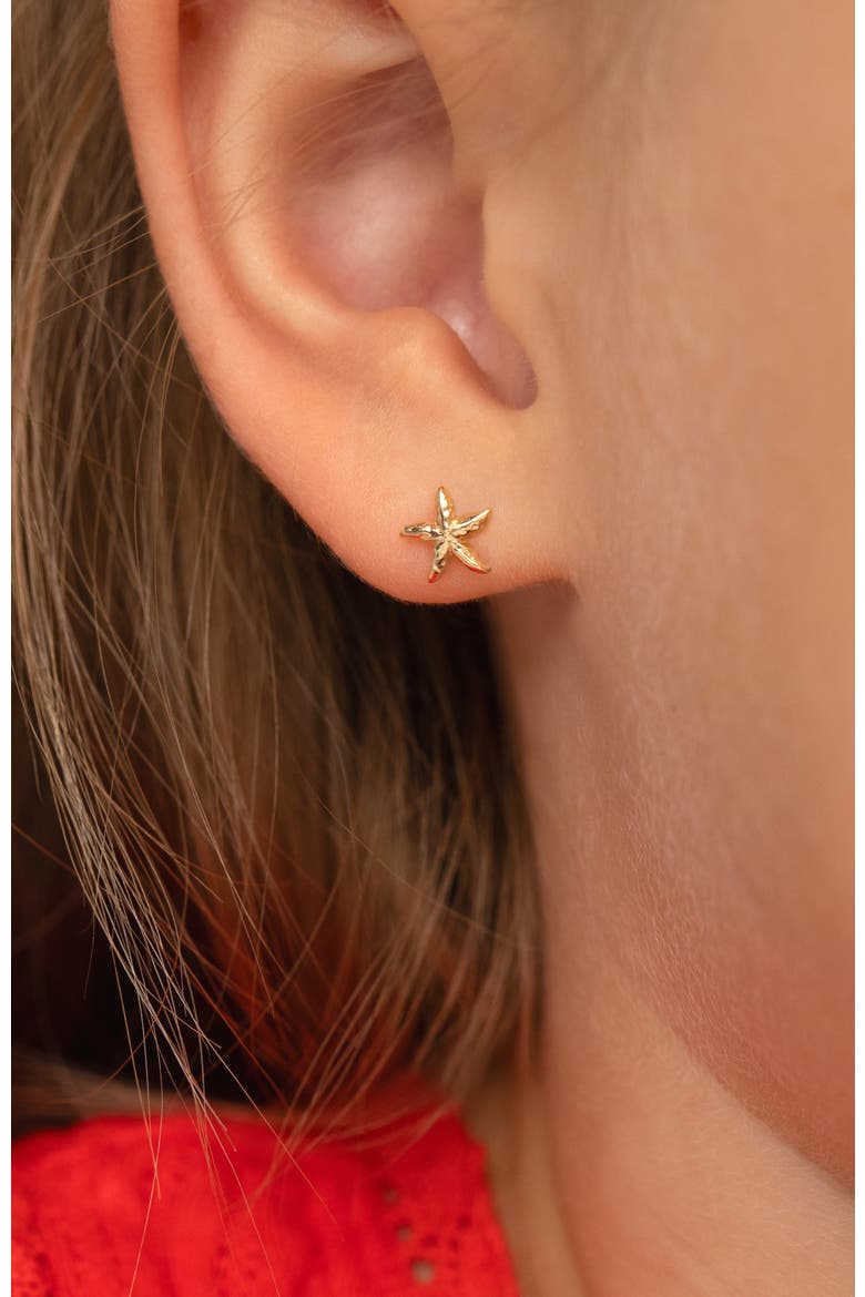 14k Starfish Earrings, Alternate, color, Gold