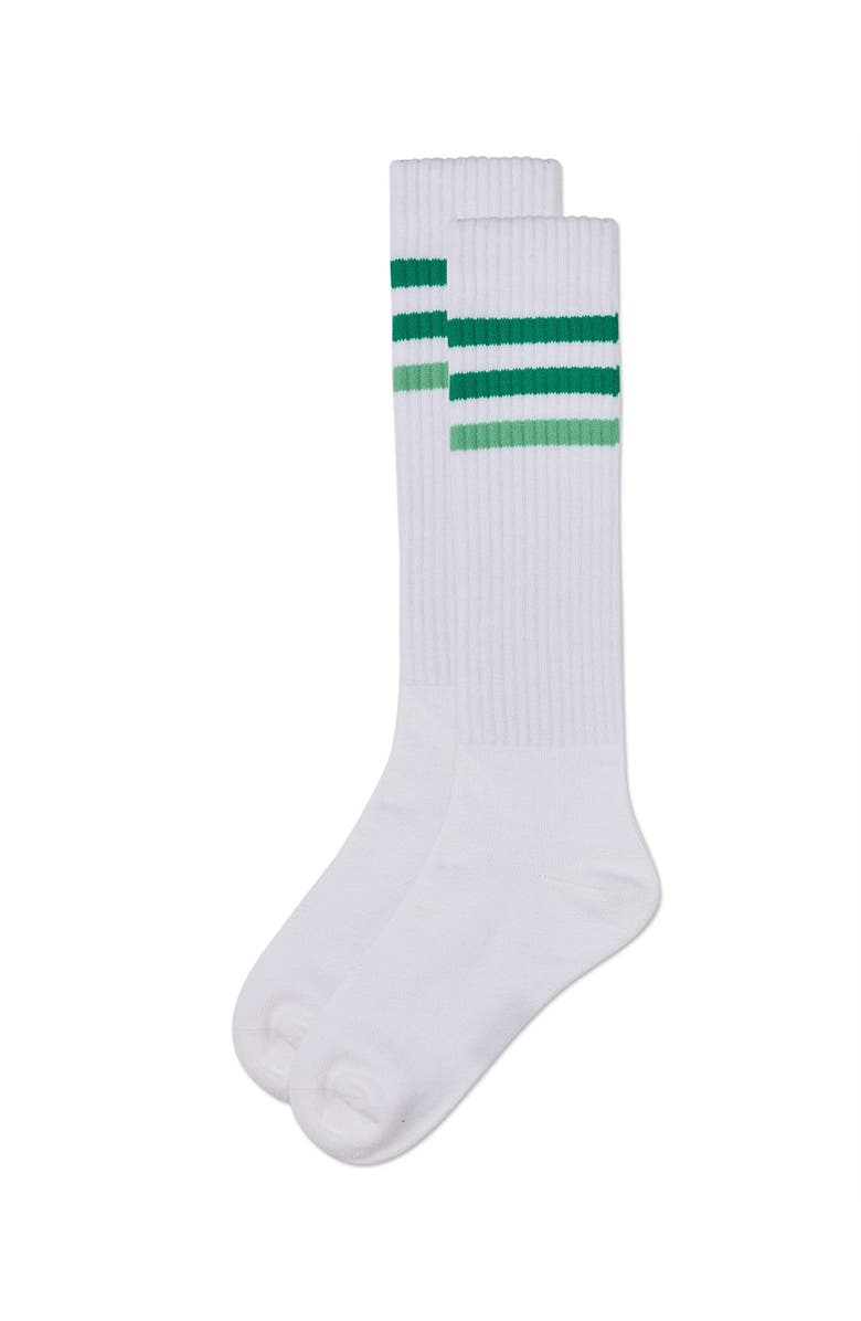 MeMoi TwoTone Varsity Stripe Knee High Socks, Alternate, color, Green