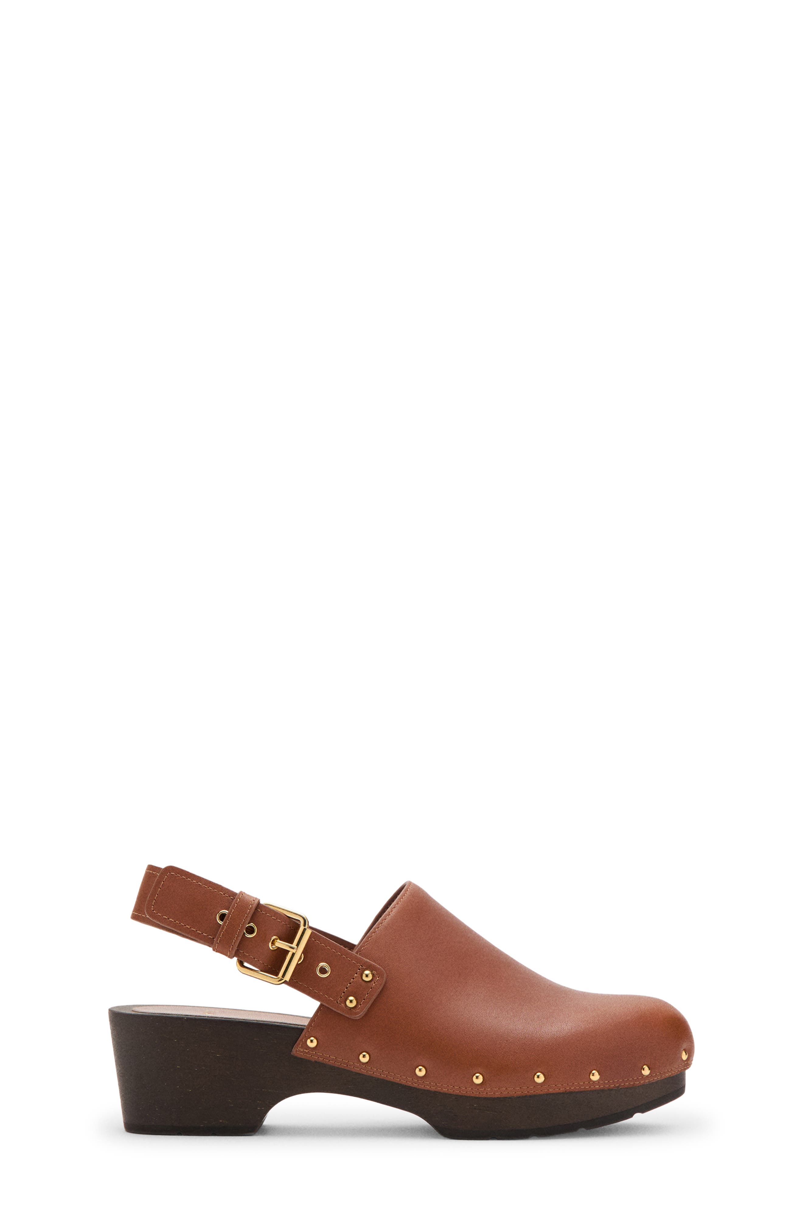 Studded Slingback Clog, Alternate, color, LEATHER