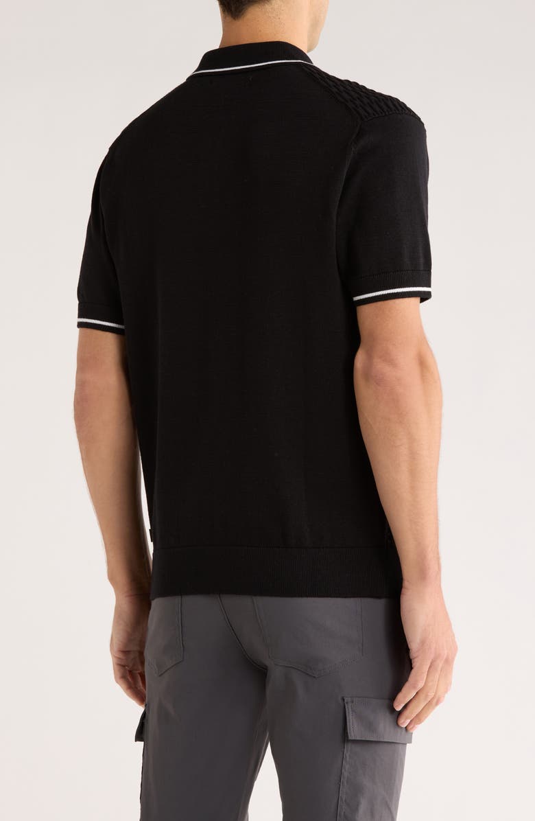 DKNY SPORTSWEAR Cobblestone Tipped Polo Sweater, Alternate, color, Black