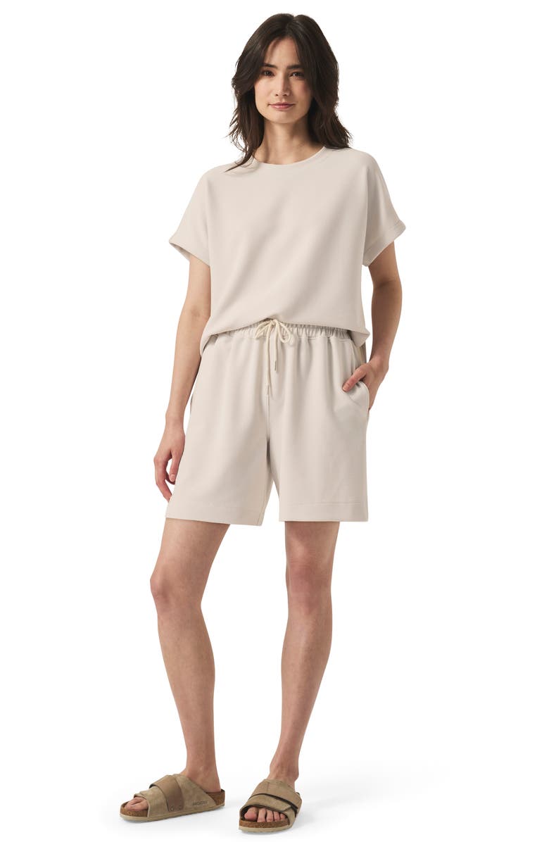 Splendid Waffle Scuba Knit Short Sleeve Sweatshirt, Alternate, color, Moonstone