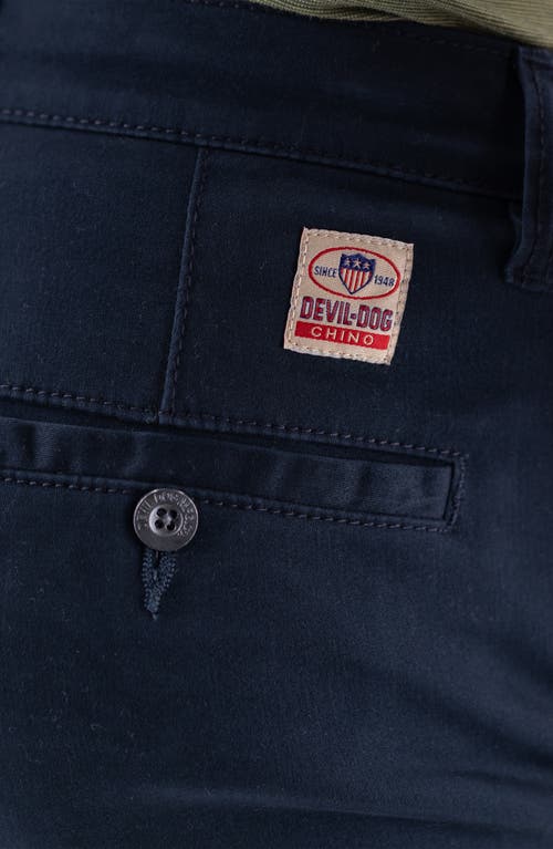 Devil-dog Dungarees Slim Fit Flat Front Sateen Twill Chinos In Blue