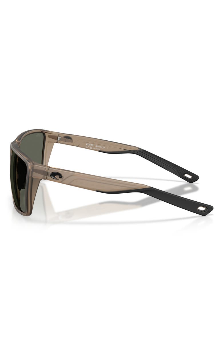 Costa Del Mar Rincon II 64mm Polarized Oversize Rectangular Sunglasses, Alternate, color, Matte Brown Smoke / Gray 580G