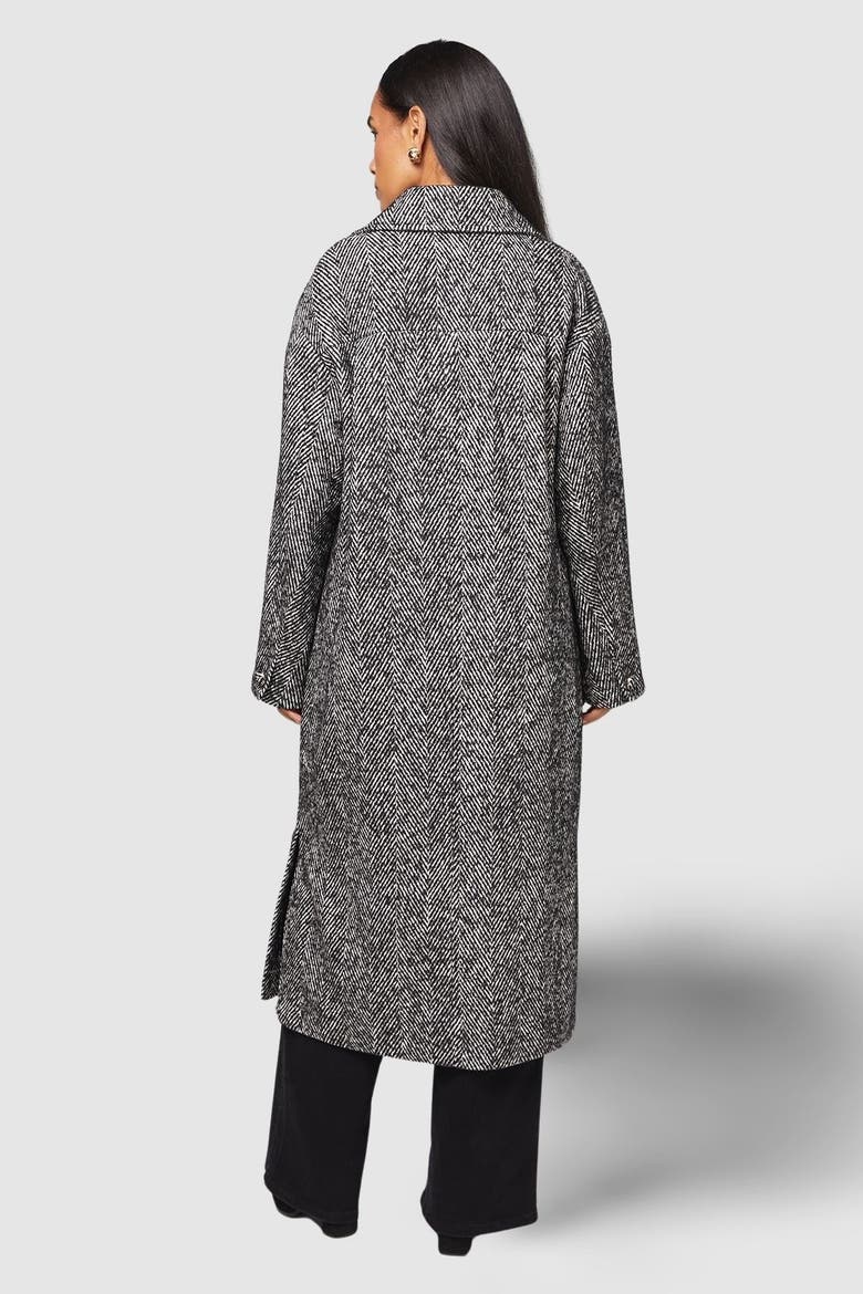 Collared Cuff Detail Maxi Coat, Alternate, color, Black