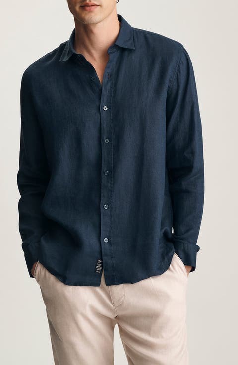 Regular Fit Linen Button-Up Shirt