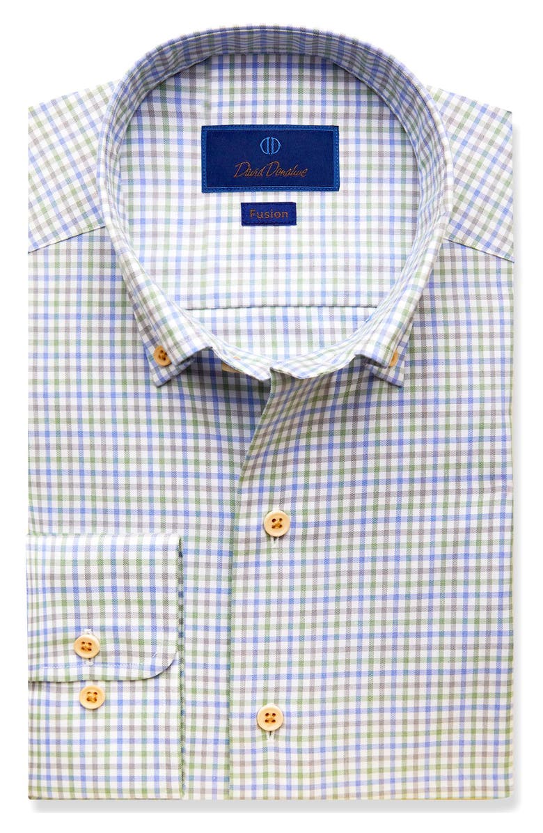 David Donahue Trim Fit Gingham Check Cotton Dress Shirt, Main, color, 