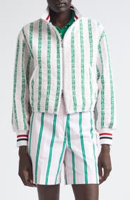 Thom Browne Rep Stripe Tweed Varsity Jacket