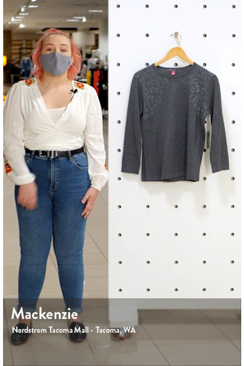 Studded Shoulder Animal Print Jacquard Sweater video