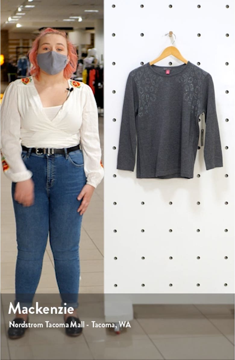 Studded Shoulder Animal Print Jacquard Sweater, sales video thumbnail