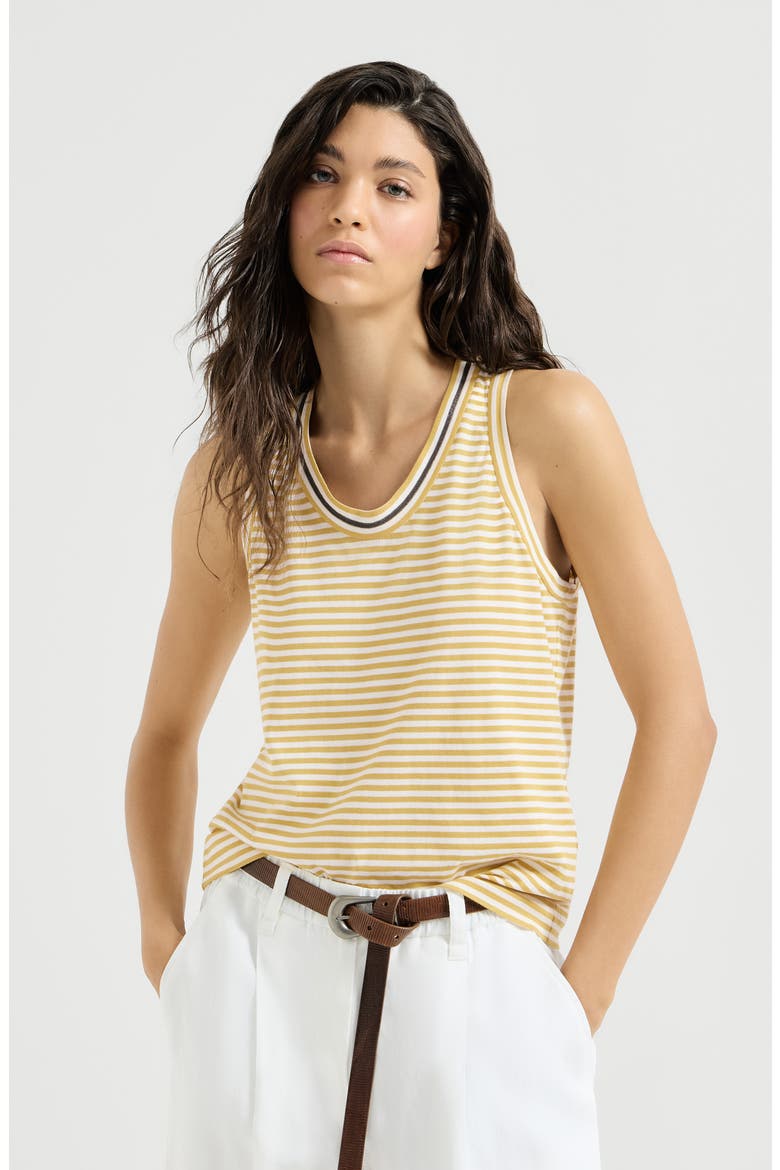 Striped jersey top with monili, Alternate, color, Yellow