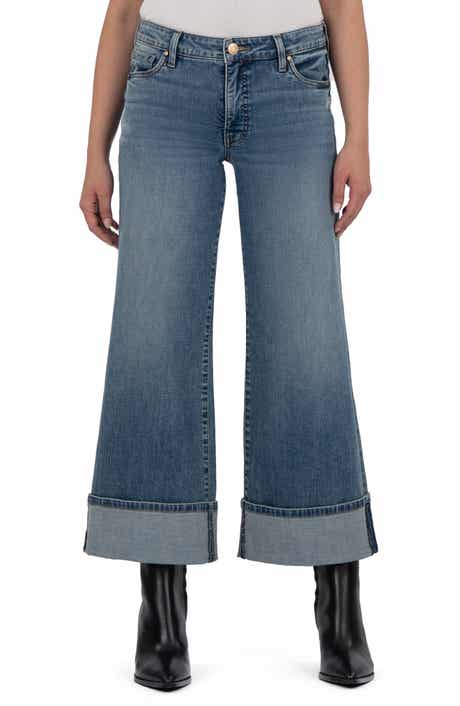 KUT from the Kloth Meg Cuffed Mid Rise Wide Leg Jeans