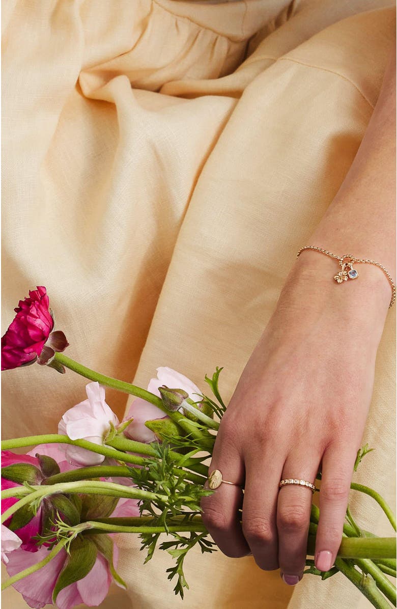 MADE BY MARY March Birth Flower Charm, Alternate, color, Gold Vermeil