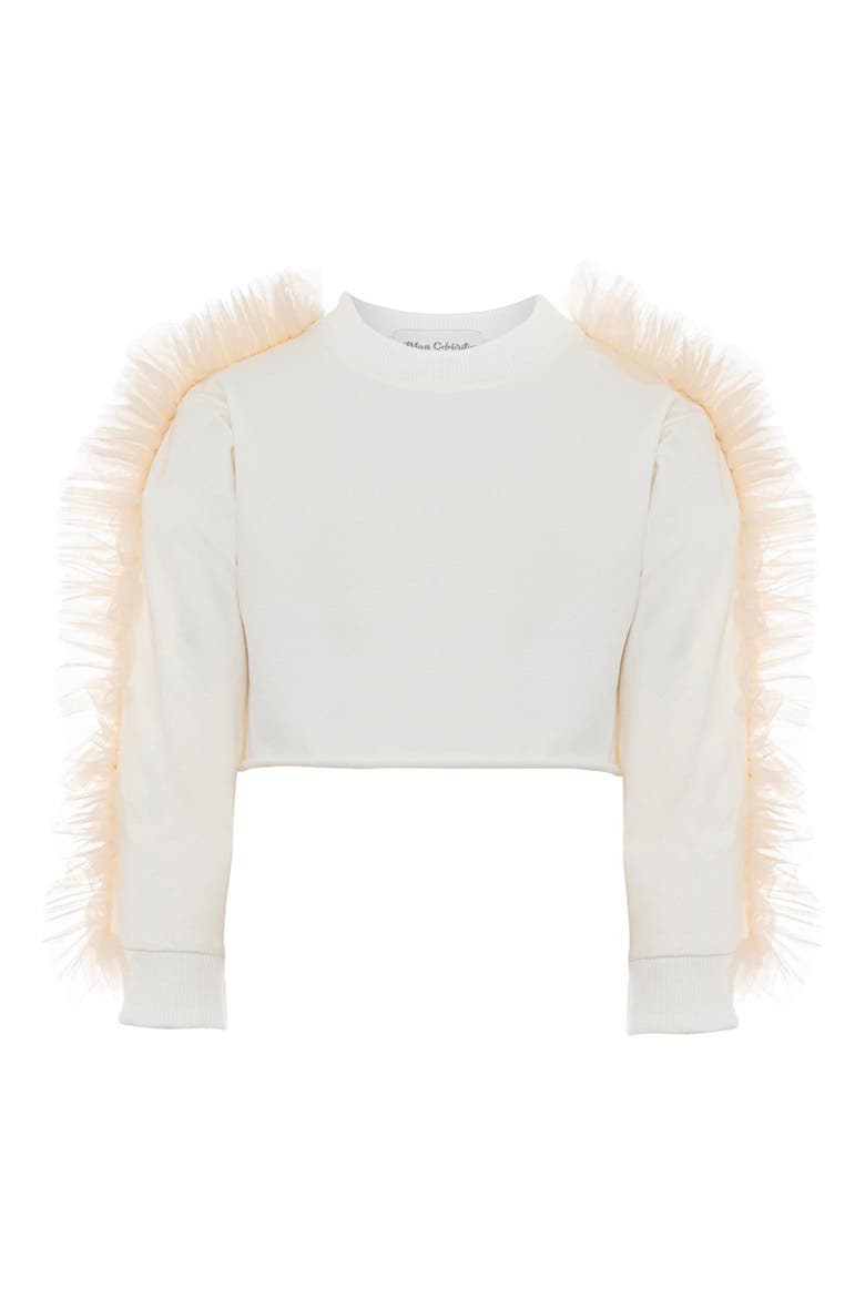 Poppy Ruffle Sweatshirt, Main, color, White Lily