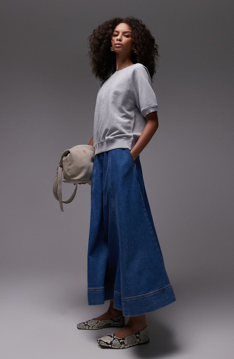 Topshop Full Denim Maxi Skirt, Alternate, color,