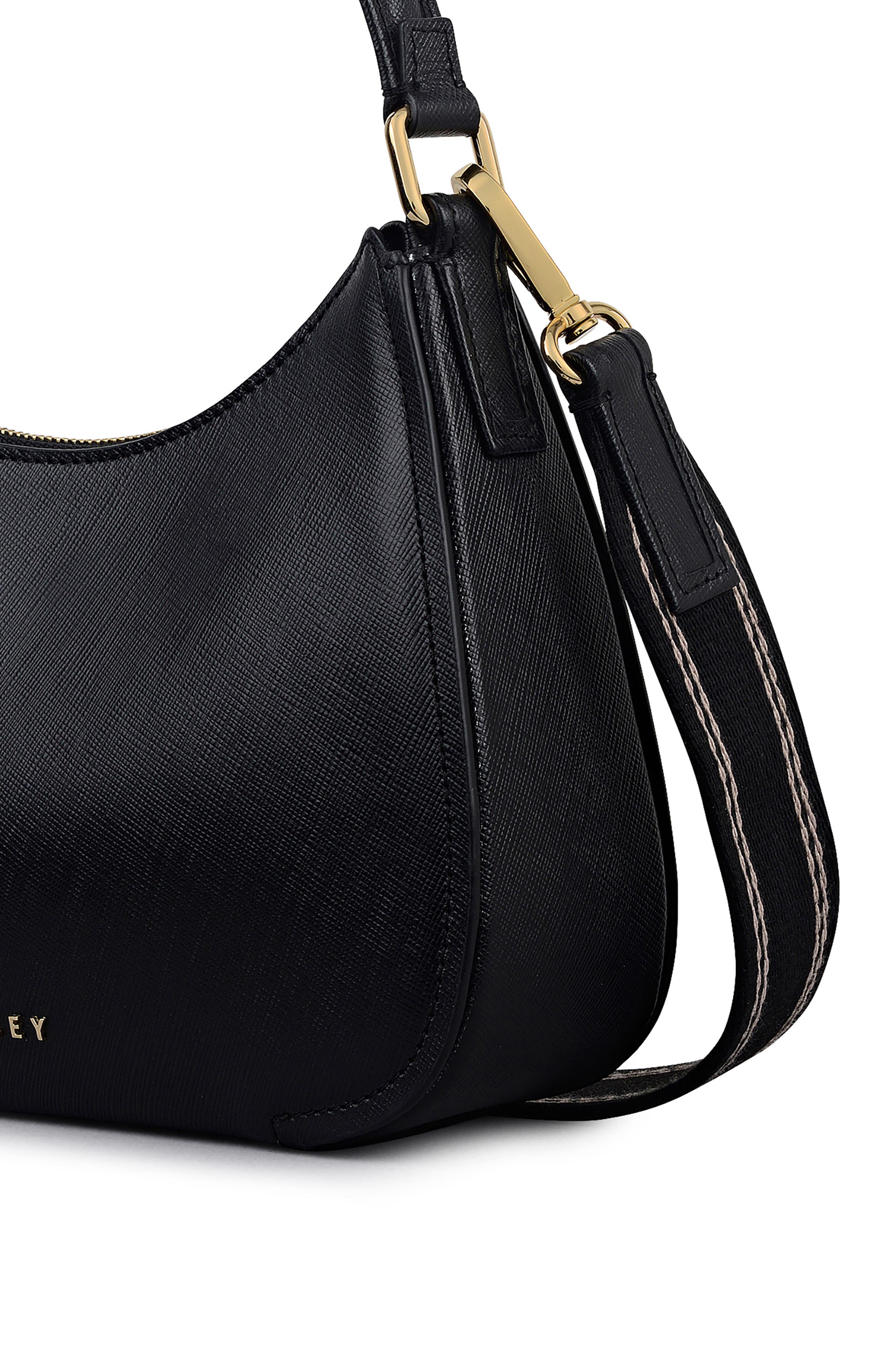 Radley Medium Crosby Leather Shoulder Bag, Alternate, color, Black