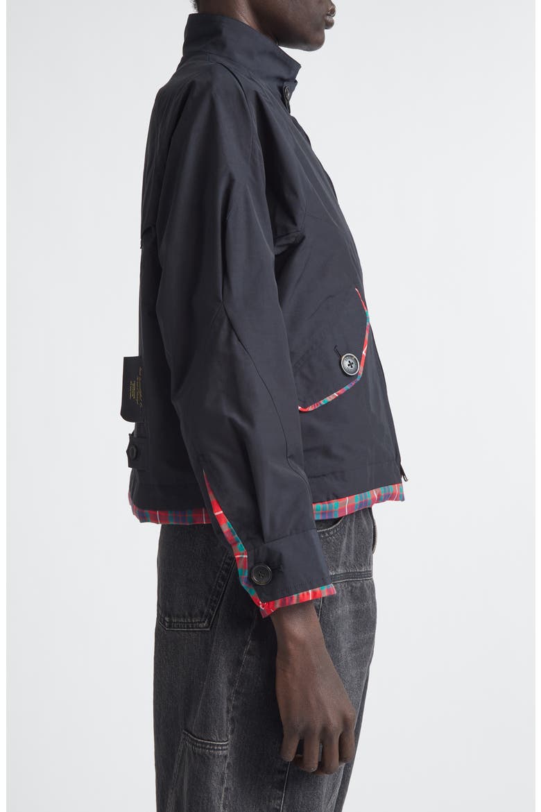 Tartan Trim Wavy Zip Jacket, Alternate, color, DARK NAVY