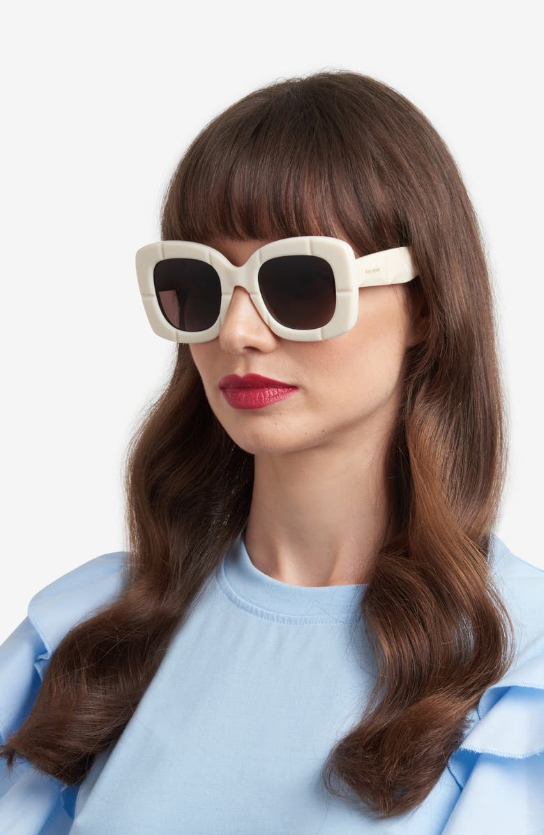 Kate Spade New York josey 50mm square sunglasses, Alternate, color, Ivory
