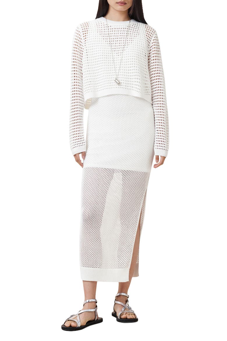 Miro Open Stitch Dress, Main, color, CHALK WHITE
