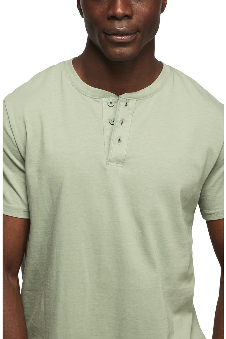 Solid Short Sleeve Cotton Henley, Alternate, color, LILY PAD