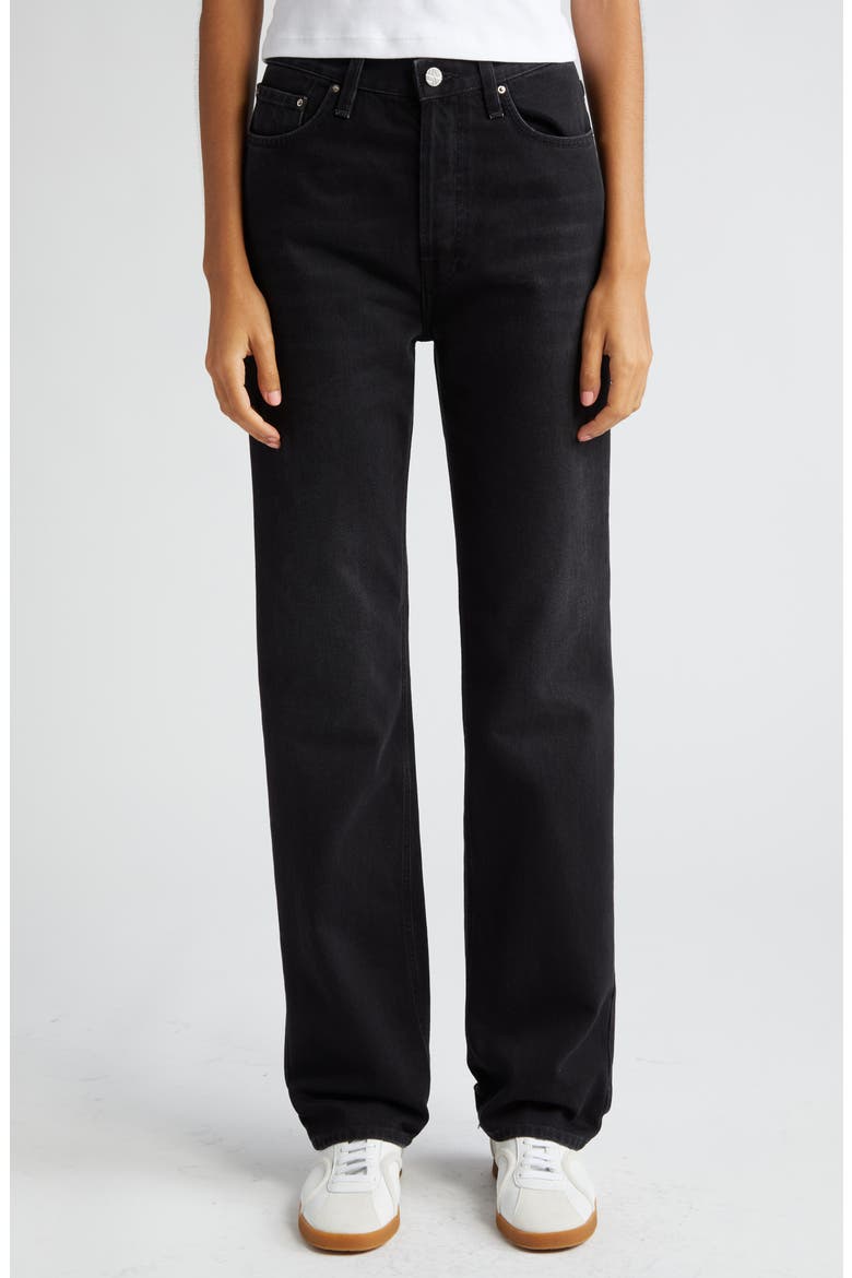 Classic High Waist Rigid Straight Leg Jeans (Nordstrom Exclusive), Main, color, FADED BLACK
