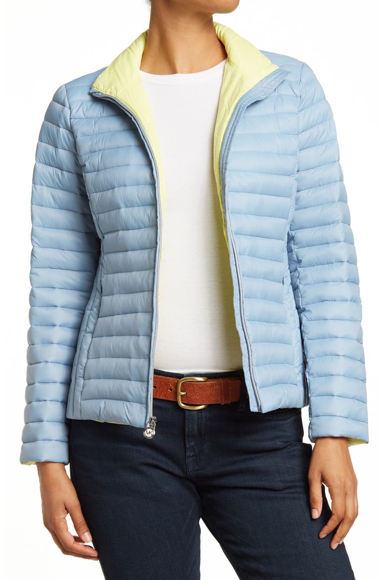 Missy Short Packable Puffer Coat, Main, color, CHAMBRAY