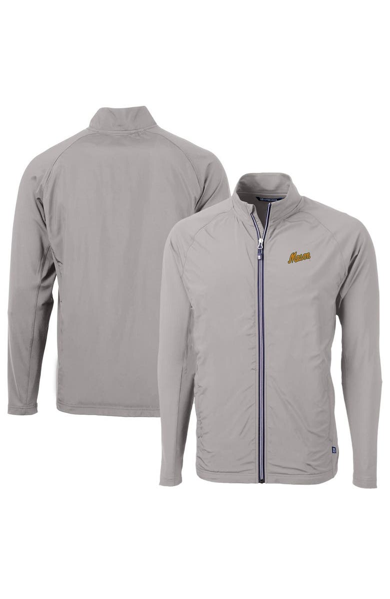 Cutter & Buck Men's Cutter & Buck Gray George Mason Patriots Adapt Eco Knit Hybrid Recycled Big & Tall Full-Zip Jacket, Main, color, 