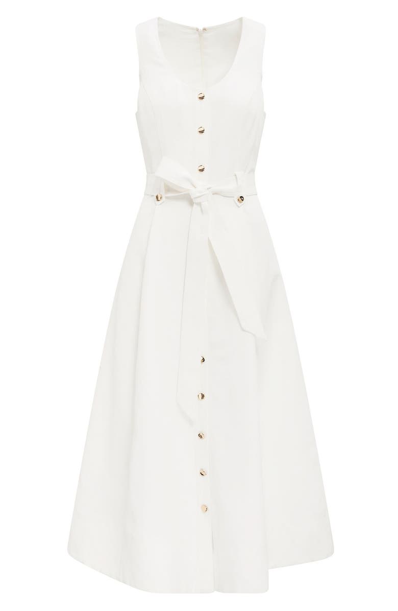 Ever New Priscilla Button Down Midi Dress, Alternate, color, Porcelain