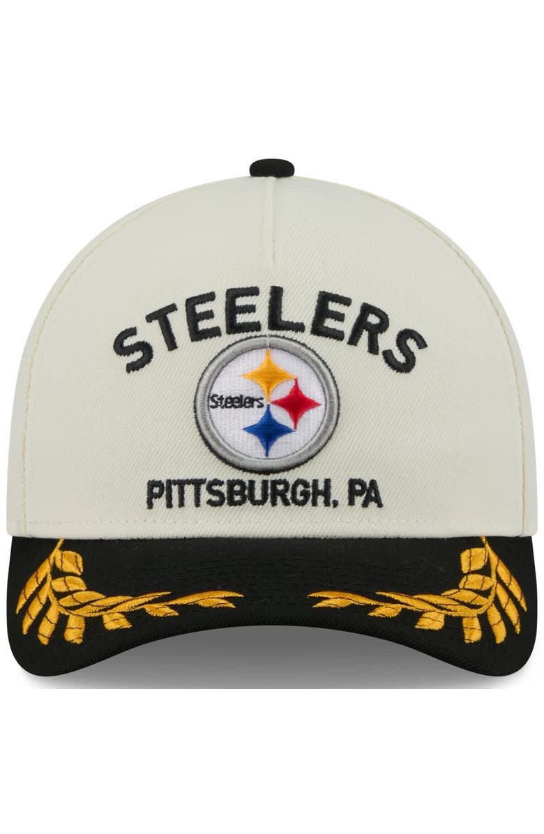 New Era Men's New Era Cream/Black Pittsburgh Steelers 2025 NFL Draft 9FORTY A-Frame M-Crown Adjustable Hat, Alternate, color, 