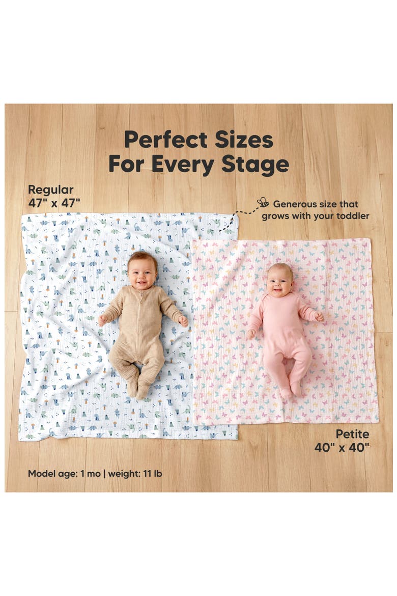 3-Pack Lyra Muslin Swaddle Blankets, Alternate, color, Flora Vale