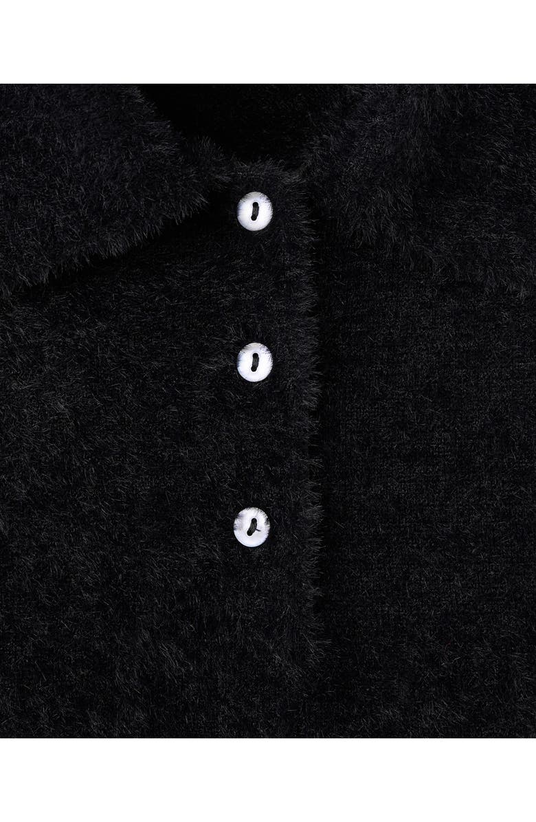 MANGO Faux Fur-Effect Polo Sweater, Alternate, color, Black